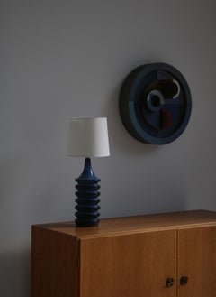 Lampe de bureau en céramique bleue par Herluf Gottschalk-Olsen Stogo, Danemark, années 1960