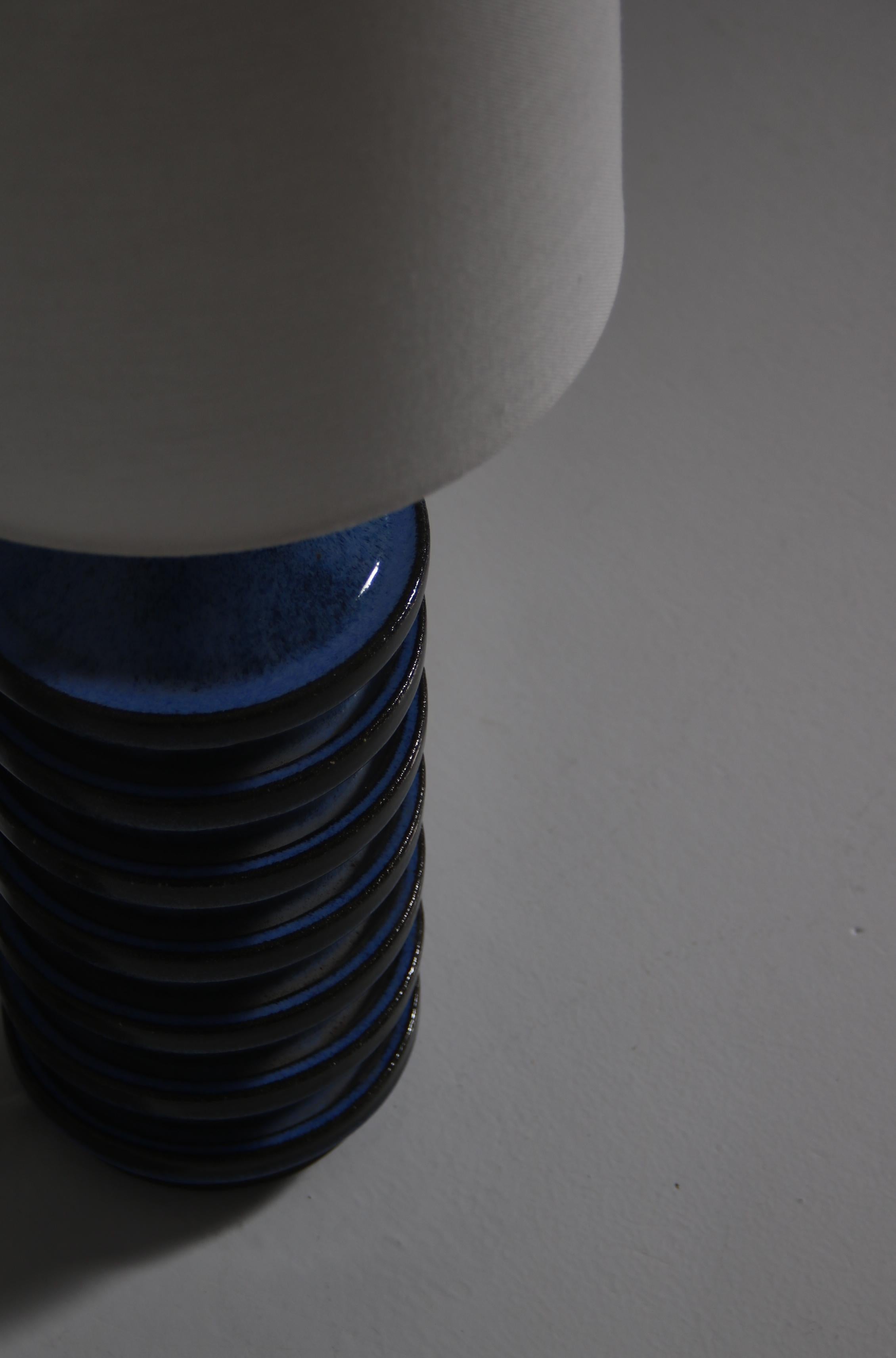 Blue Ceramic Table Lamp by Herluf Gottschalk-Olsen Stogo, Denmark, 1960s In Good Condition For Sale In Odense, DK