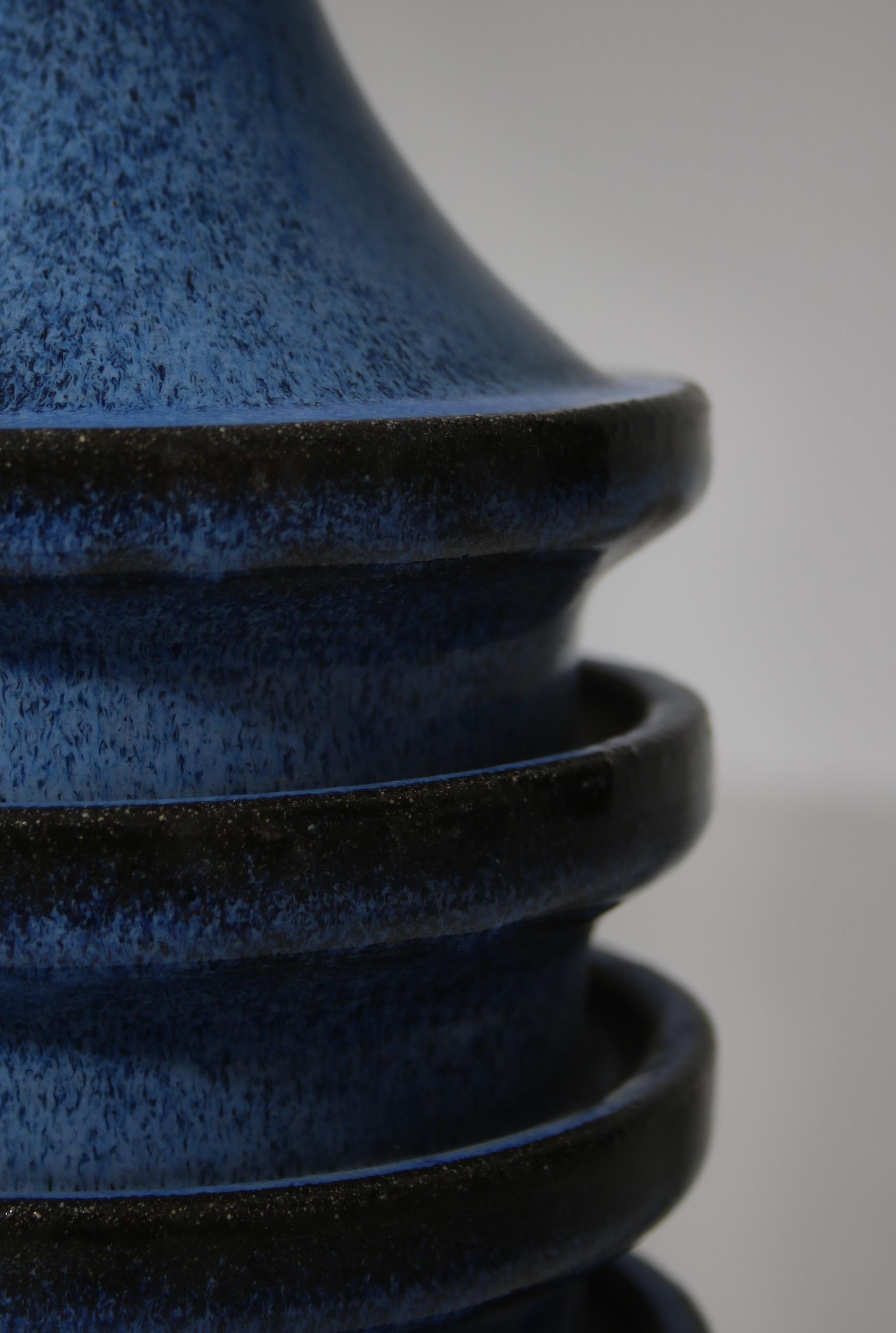 Mid-20th Century Blue Ceramic Table Lamp by Herluf Gottschalk-Olsen Stogo, Denmark, 1960s For Sale