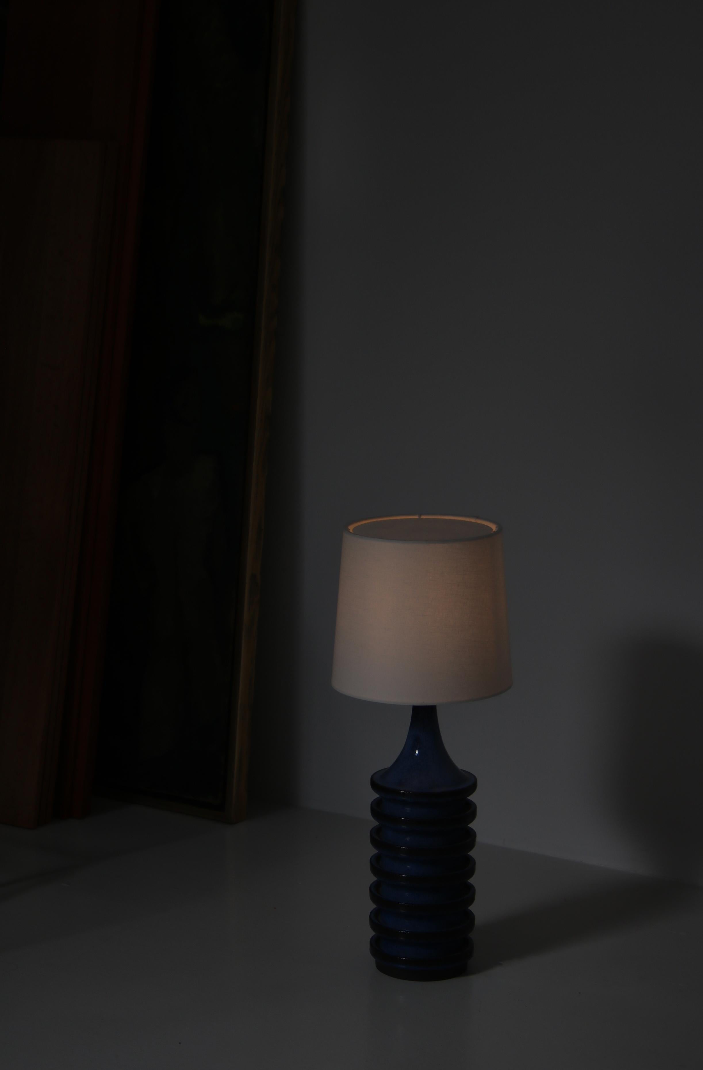 Lampe de bureau en céramique bleue par Herluf Gottschalk-Olsen Stogo, Danemark, années 1960 en vente 2