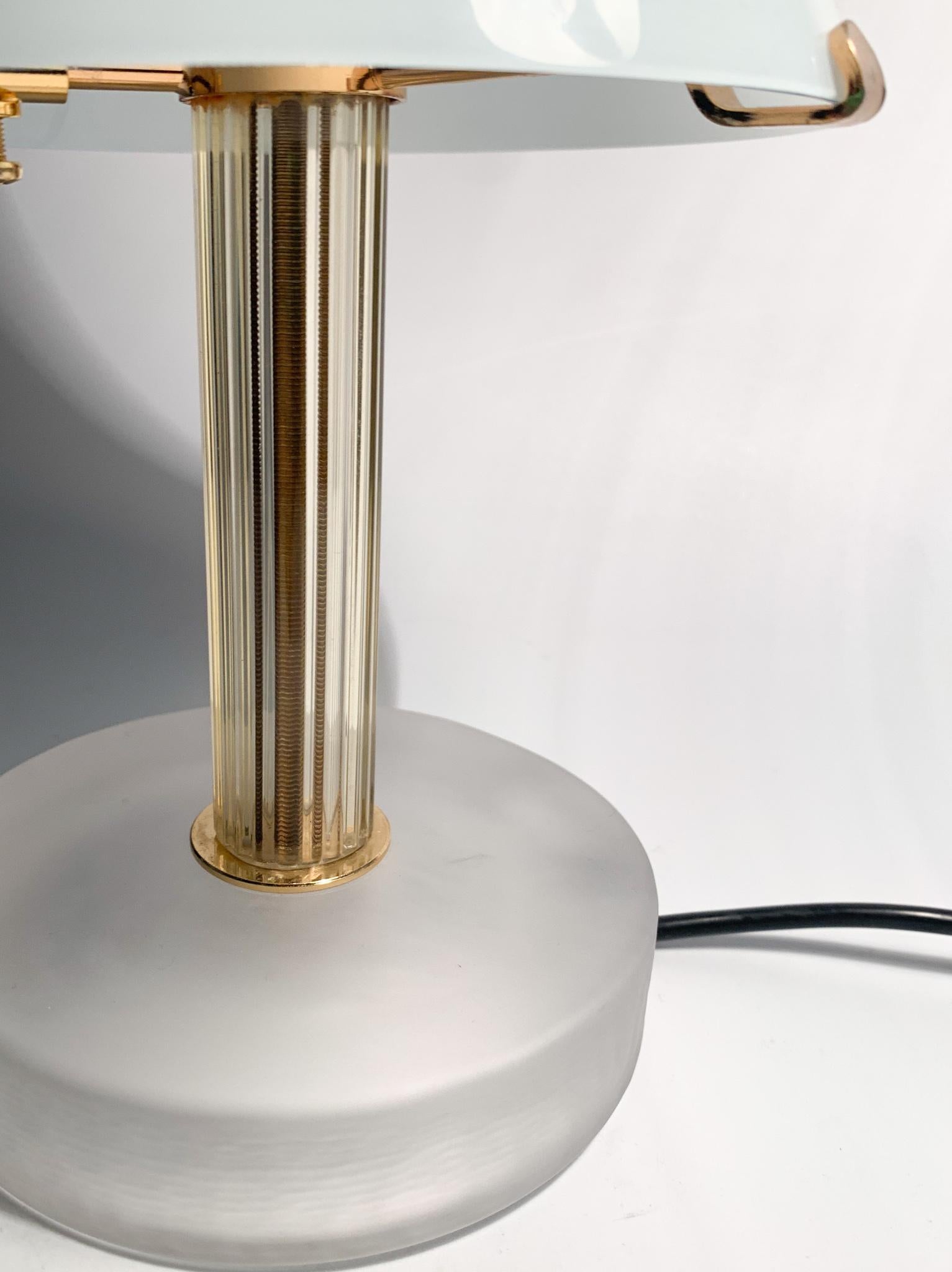 Table Lamp in Blue Murano Glass and Golden Stem by Nason from the 80s For Sale 2