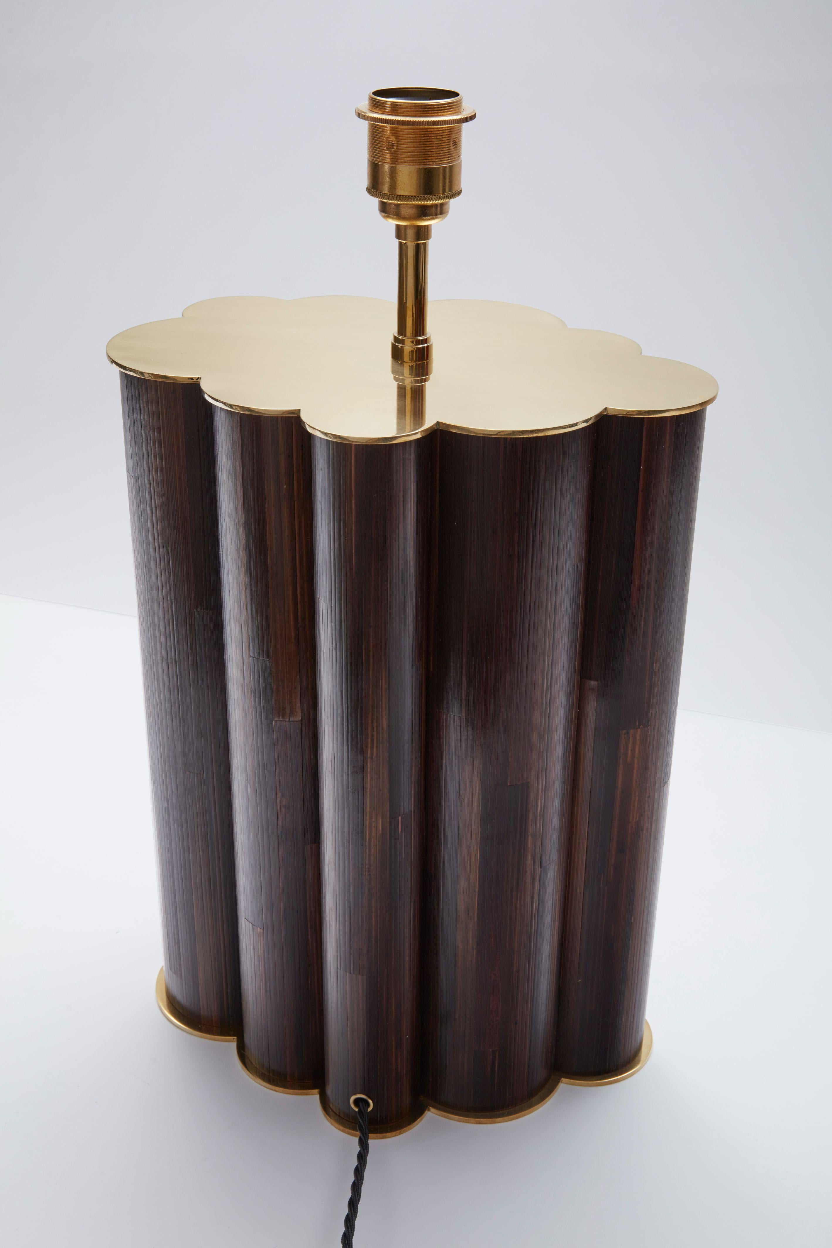 Table Lamp in Blue or Brown Straw Marquetry Handmade in UK Contemporary In New Condition For Sale In London, GB
