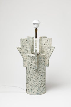 Table lamp in blue slip stoneware by Denis Castaing, 2019