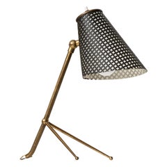 Table Lamp in Brass and Black Lacquer Produced in Denmark