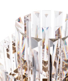 Table Lamp in Brass and Crystal Glass with Marble Base