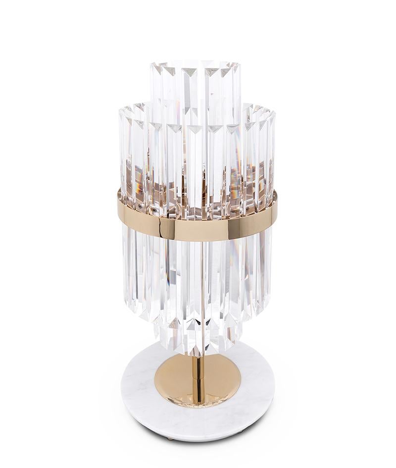 Tischlampe aus Messing und Kristallglas mit Marmorsockel im Zustand „Neu“ im Angebot in Saint-Ouen, FR