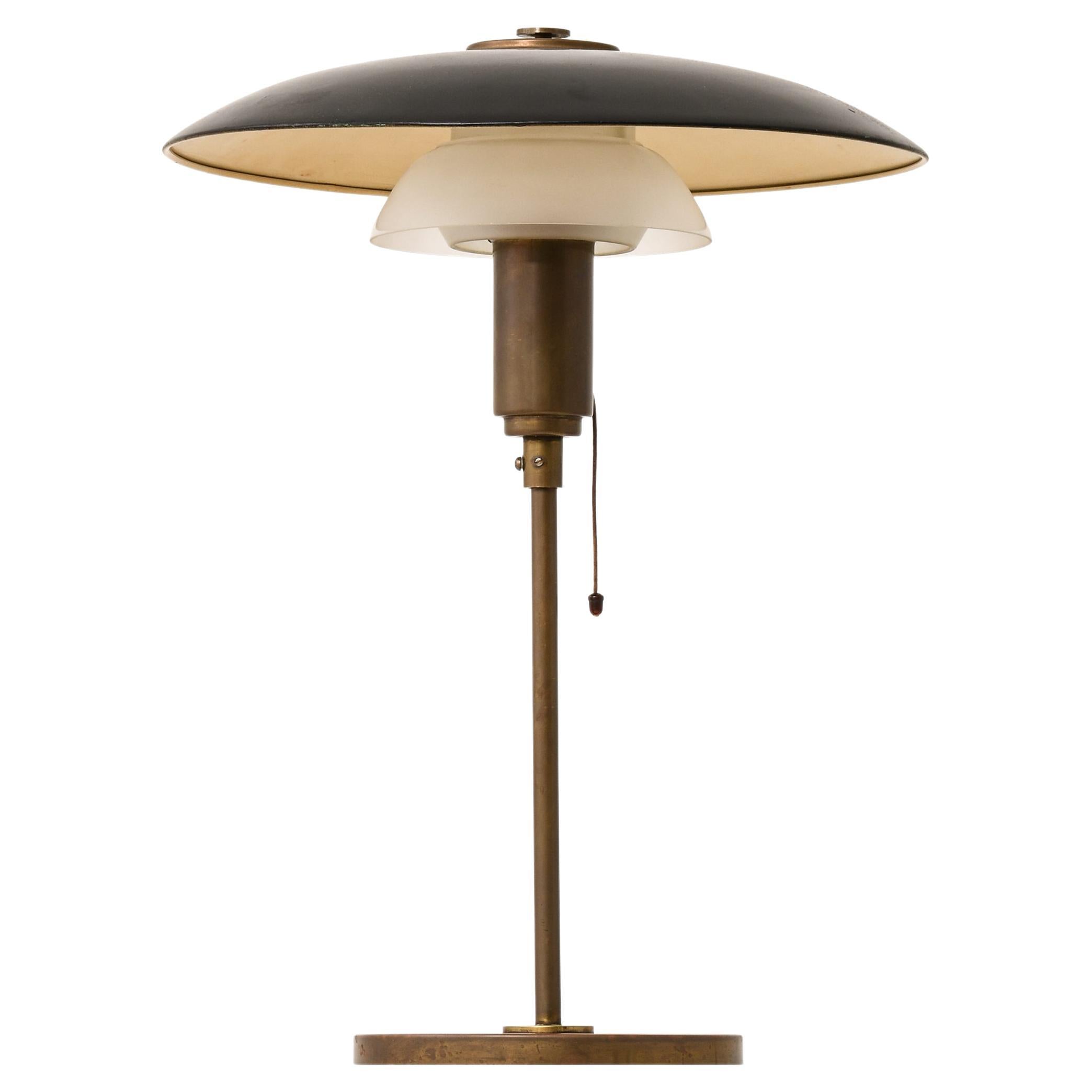 Lampe de table en laiton et verre, années 1950