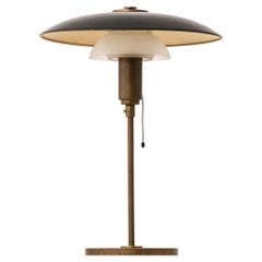Lampe de table en laiton et verre, années 1950