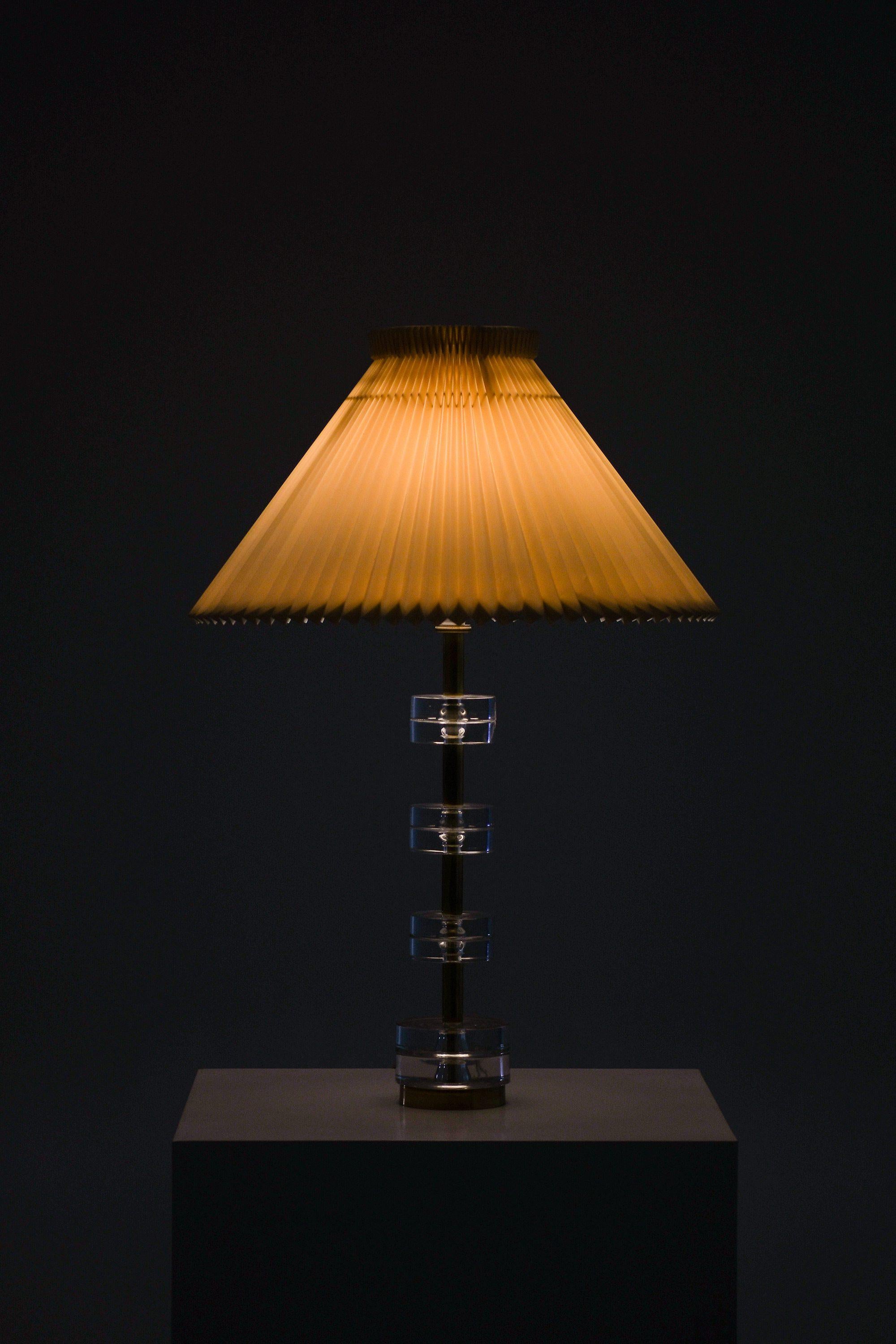 Swedish Table Lamp in Brass and Glass by Carl Fagerlund, 1960′s For Sale