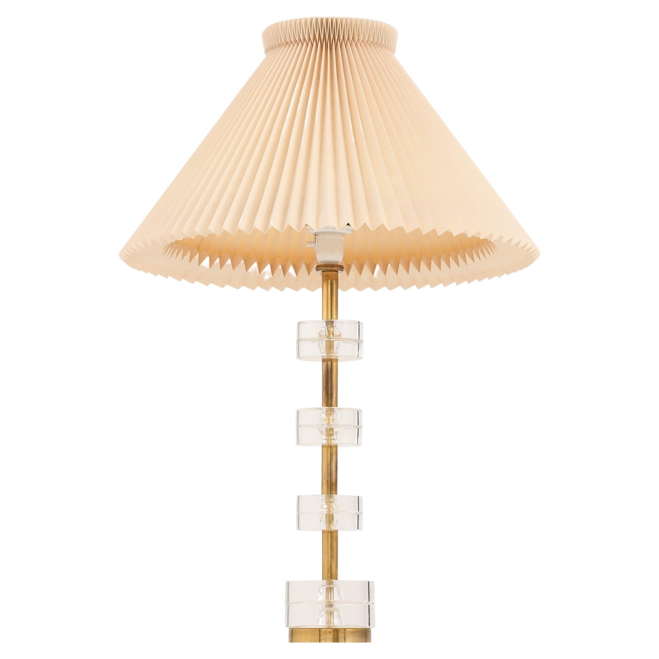Table Lamp in Brass and Glass by Carl Fagerlund, 1960′s For Sale