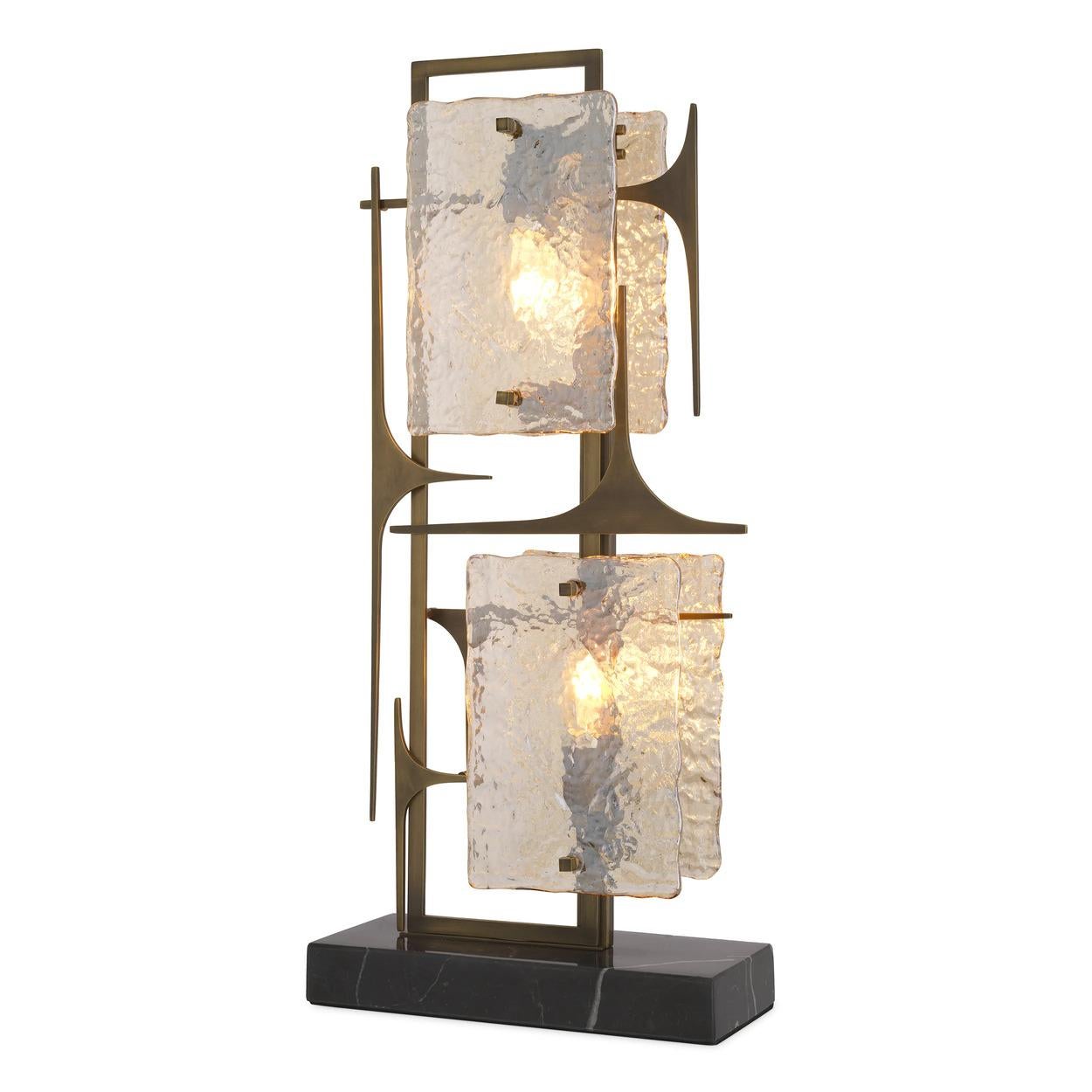 Table lamp 

Antique brass finish hand blown glass black marble base

Dimensions : Lenght: 32,5/ Width: 15/ Height: 72 cm.
 