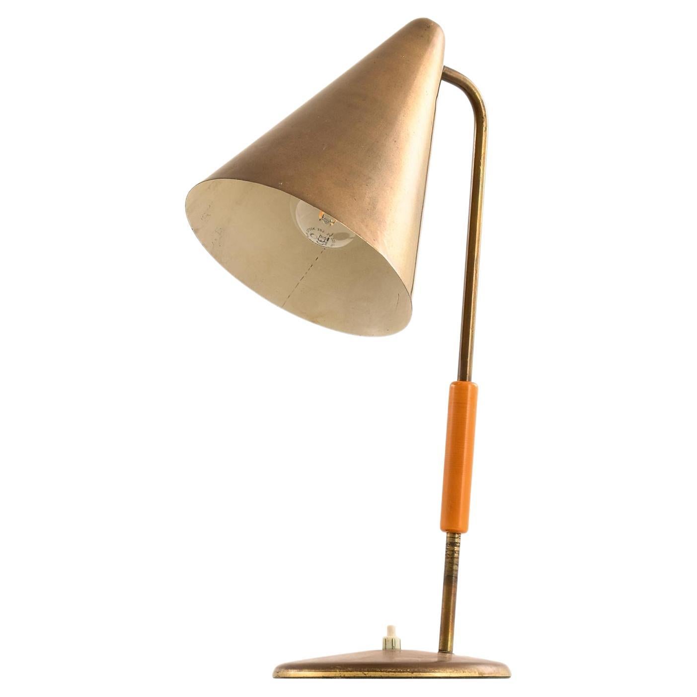 Table Lamp in Brass and Lacquer, 1950s For Sale