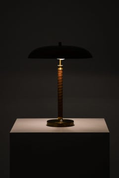 Table Lamp in Brass and Leather, 1950's