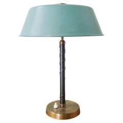 Table Lamp in Brass and Leather by Einar Backstrom, 1940's
