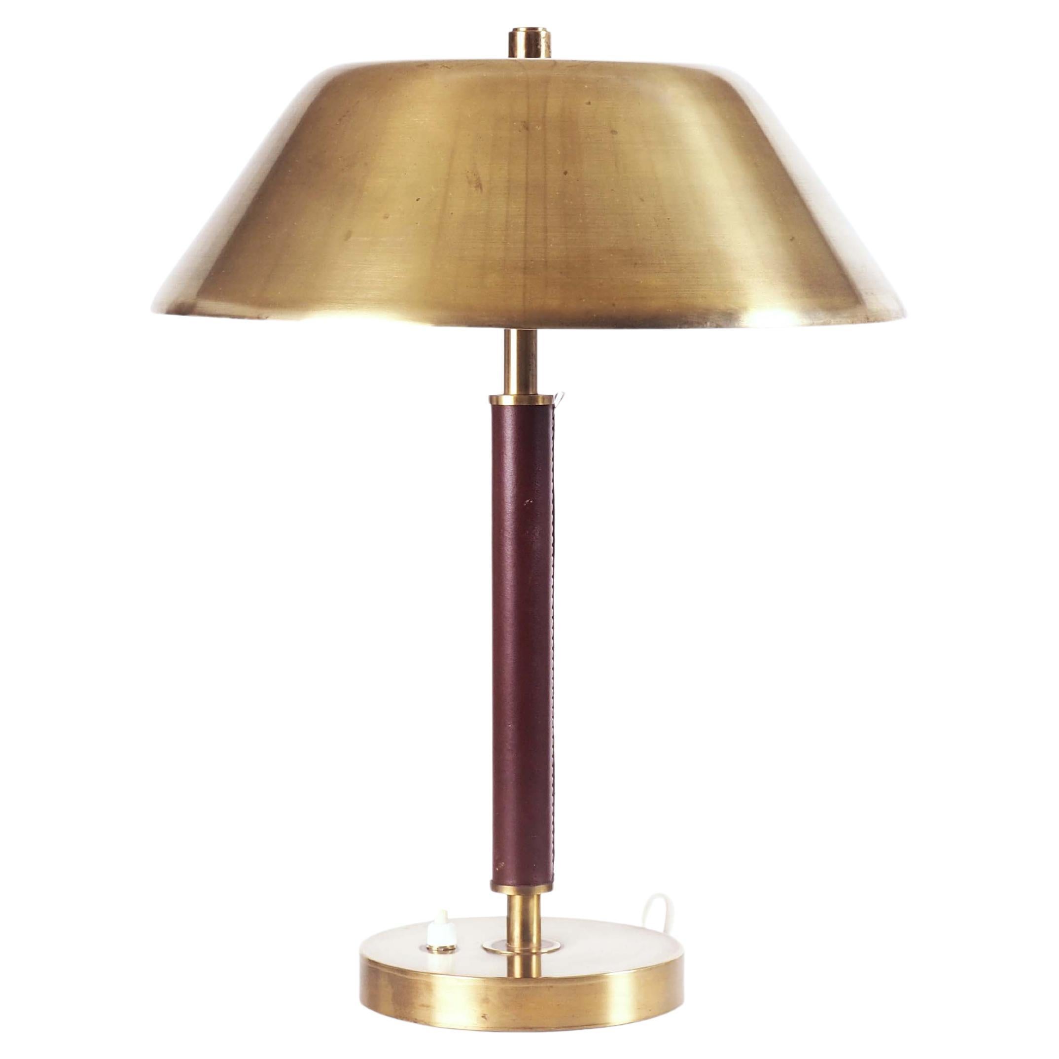 Table Lamp in Brass and Leather by Falkenberg Belysning, Sweden For Sale at  1stDibs