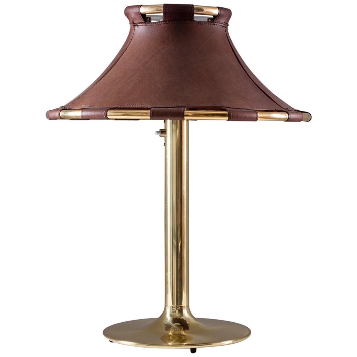 Table Lamp in Brass and Leather Model "Anna" by Anna Ehrner for Ateljé Lyktan For Sale