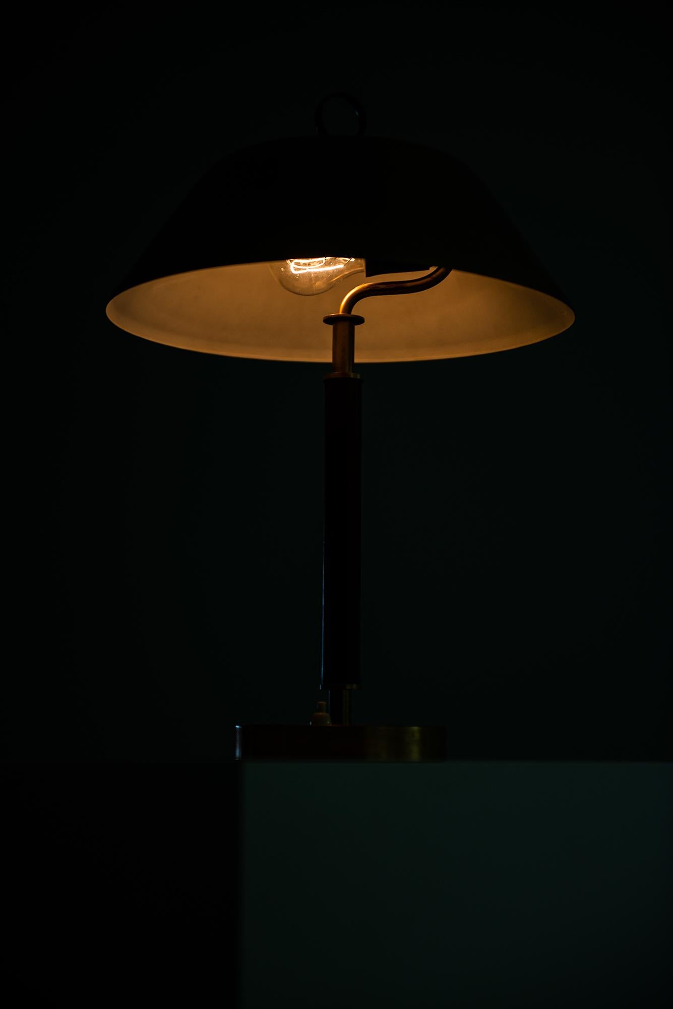 Table Lamp in Brass and Leather Produced by Falkenbergs Belysning in Sweden For Sale 2