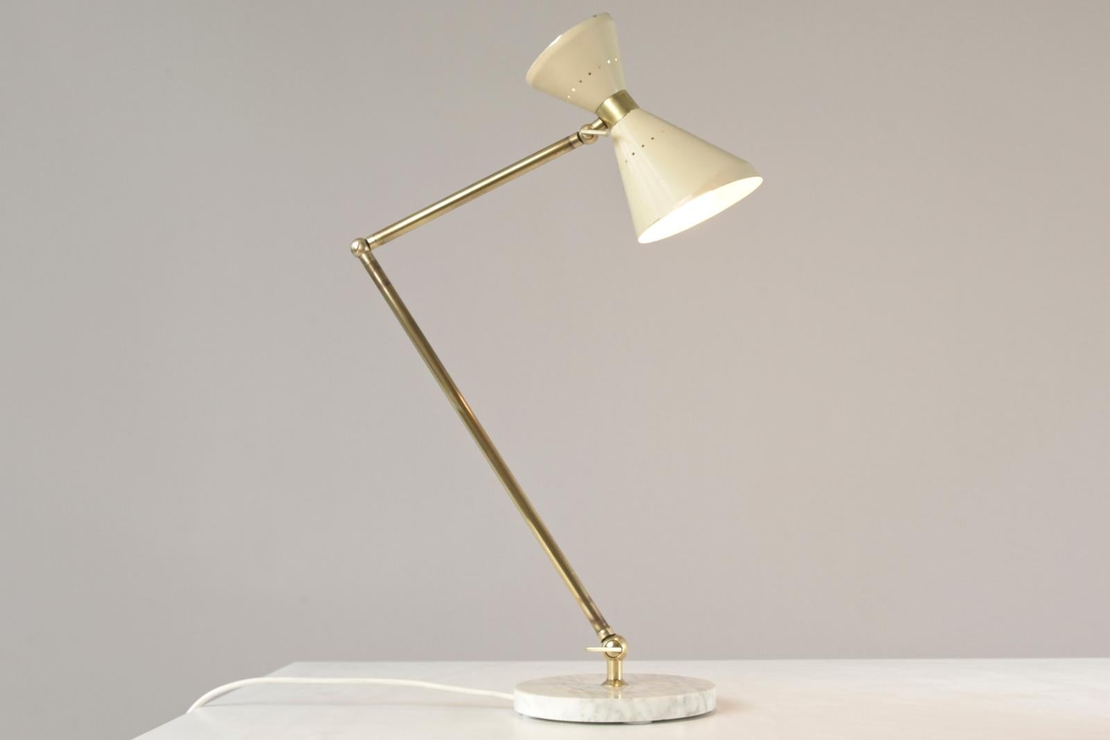 Tischlampe aus Messing und Marmor, Italien - 1958 (Moderne der Mitte des Jahrhunderts) im Angebot