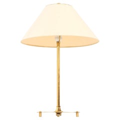 Vintage Table Lamp in Brass and Original Lamp Shade by Josef Frank, 1960's Svenskt Tenn