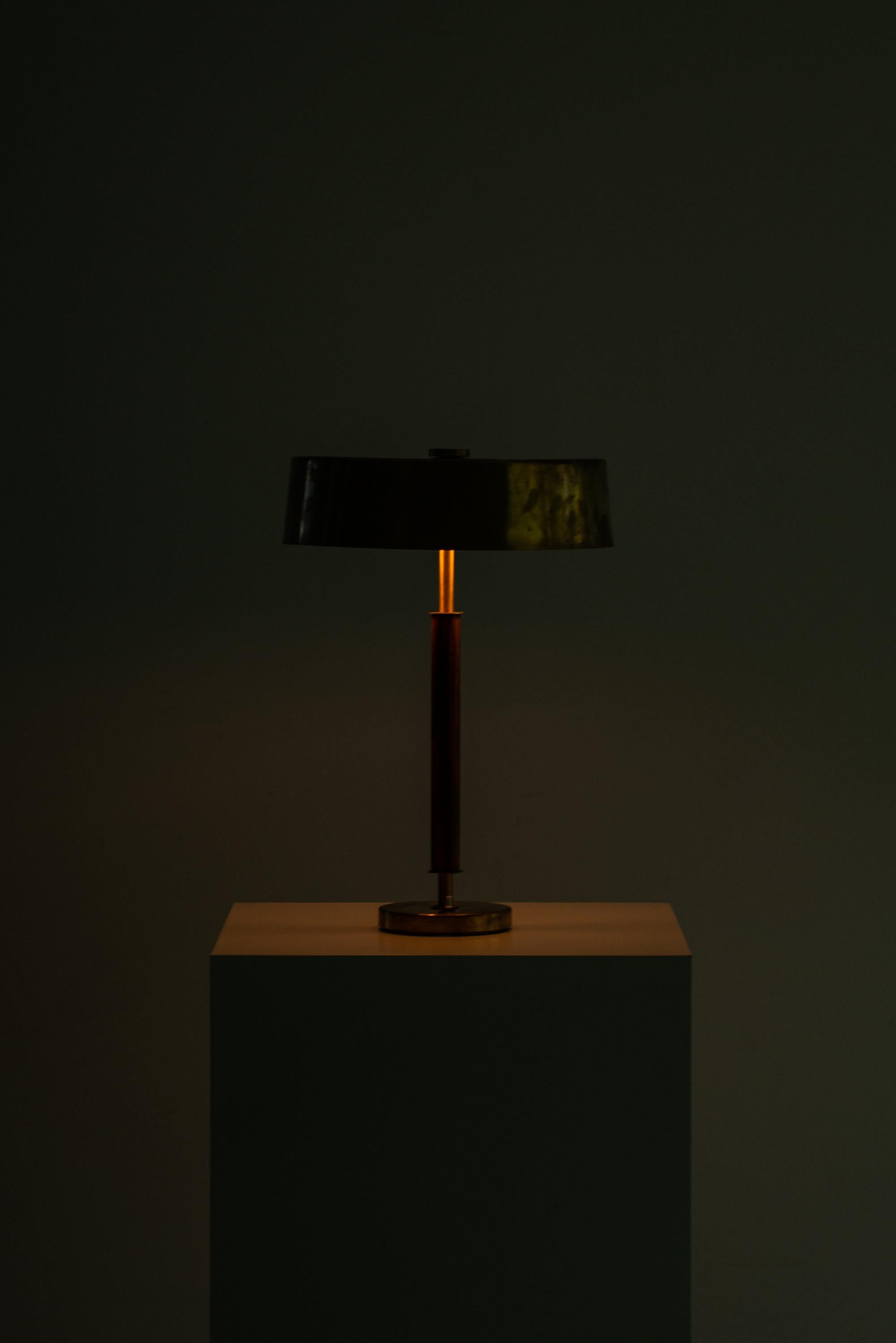 Swedish Table Lamp in Brass and Rosewood Produced by Boréns in Sweden For Sale