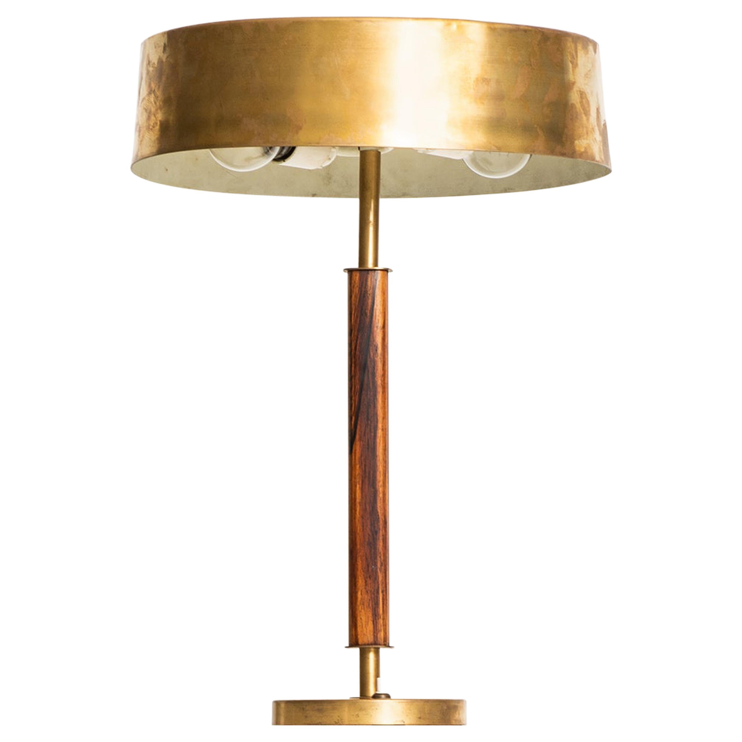 Table Lamp in Brass and Rosewood Produced by Boréns in Sweden