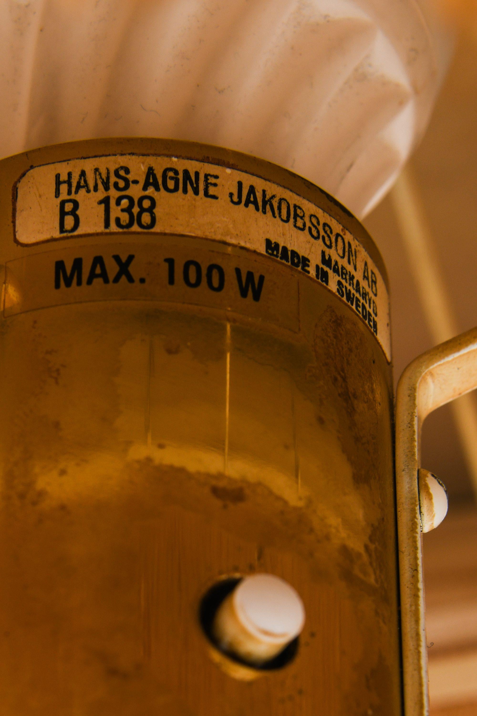Lámpara de sobremesa de latón y flecos de seda de Hans-Agne Jakobsson, años 50 en venta 2