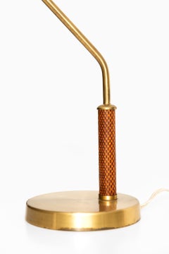 Table Lamp in Brass and Snakeskin Produced by AB E. Hansson & Co in Sweden