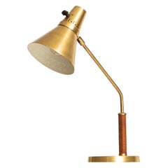 Table Lamp in Brass and Snakeskin Produced by AB E. Hansson & Co in Sweden