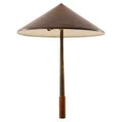 Table Lamp in Brass and Teak by Bent Karlby, 1950's