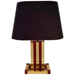 Table Lamp in Brass and Tortoiseshell Resin by Willy Rizzo for Lumica, 1970s