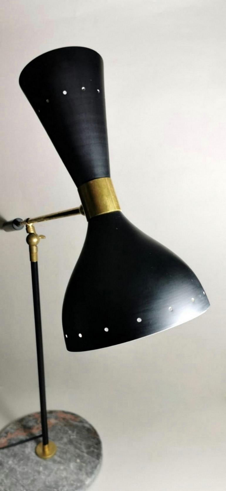 Stilnovo Style Diabolo Model  Brass Table Lamp With Marble Base 1960 2