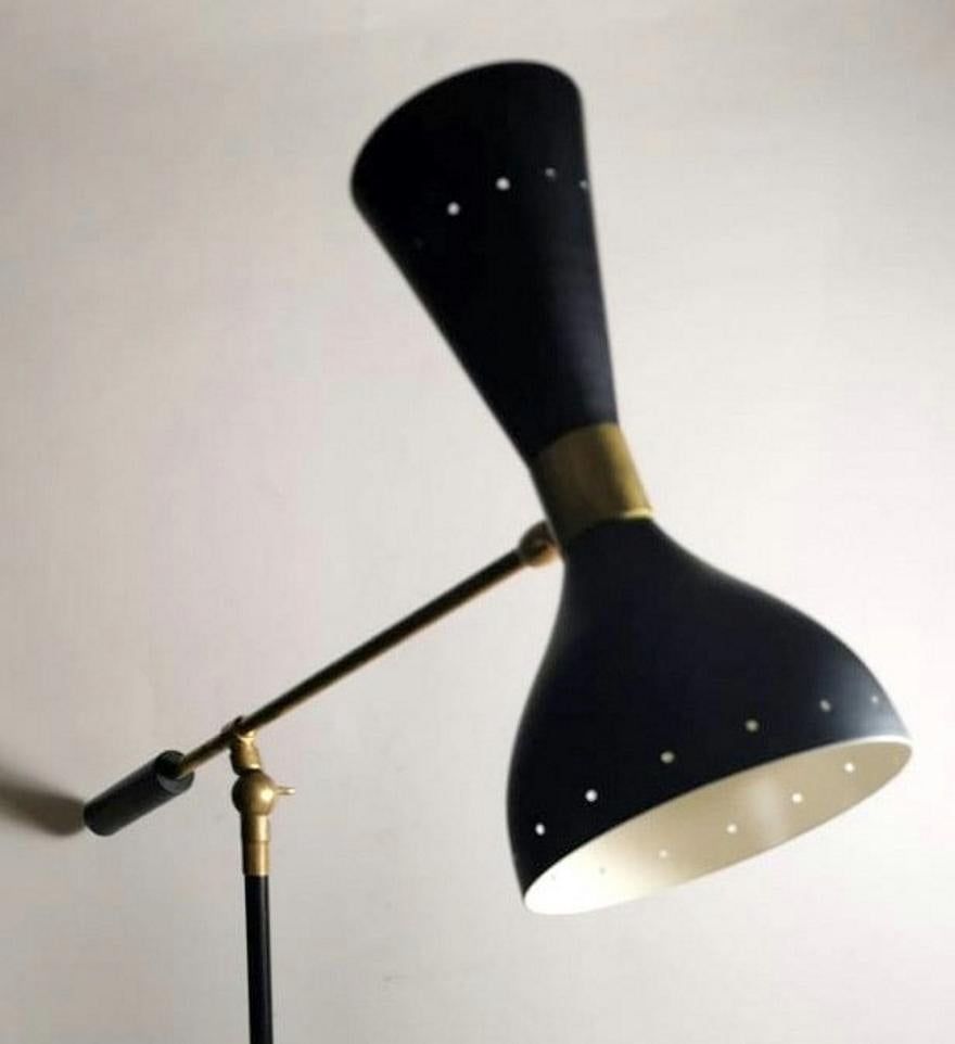 Stilnovo Style Diabolo Model  Brass Table Lamp With Marble Base 1960 3