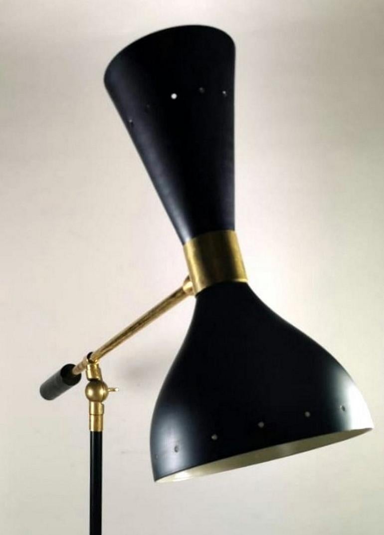 Stilnovo Style Diabolo Model  Brass Table Lamp With Marble Base 1960 4
