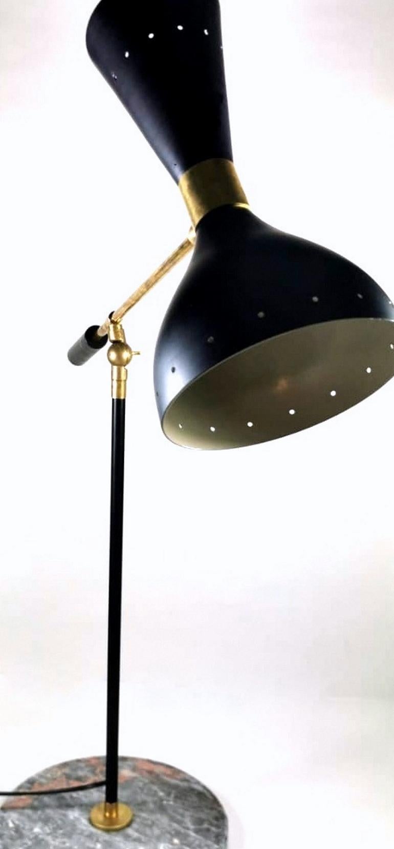 Stilnovo Style Diabolo Model  Brass Table Lamp With Marble Base 1960 5
