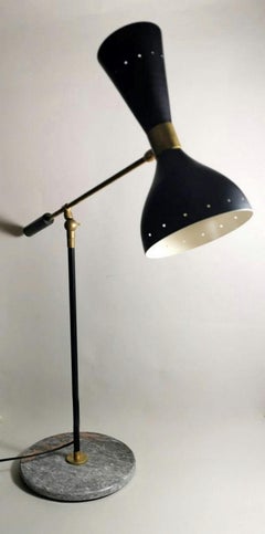 Stilnovo Style Diabolo Model Brass Table Lamp With Marble Base 1960
