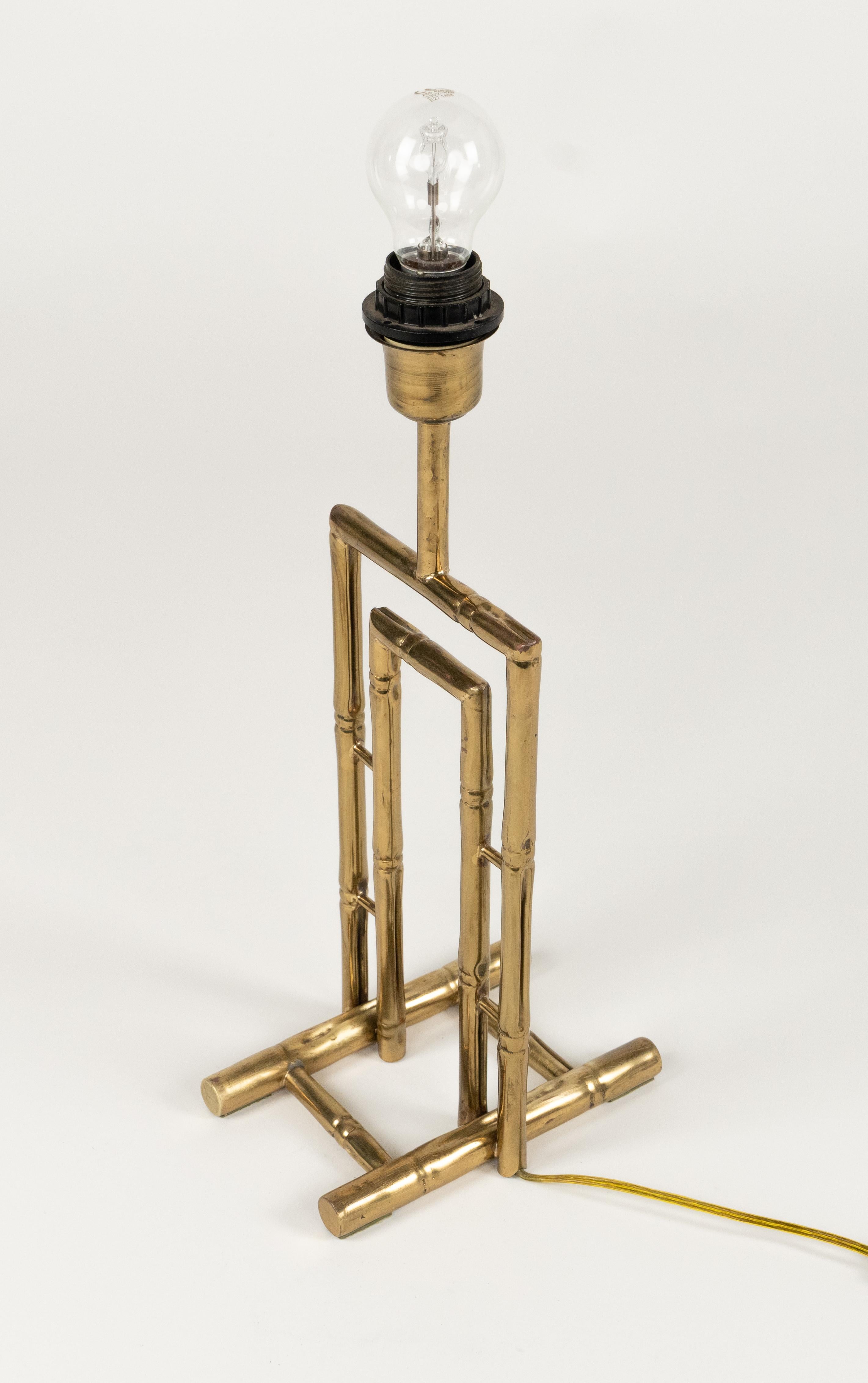 Lampe de table en laiton, faux bambou et rotin, style Maison Baguès, Italie, années 1960 en vente 5