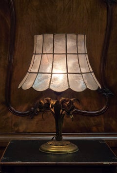 Table Lamp in Brass with Capiz Shade