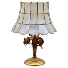 Table Lamp in Brass with Capiz Shade