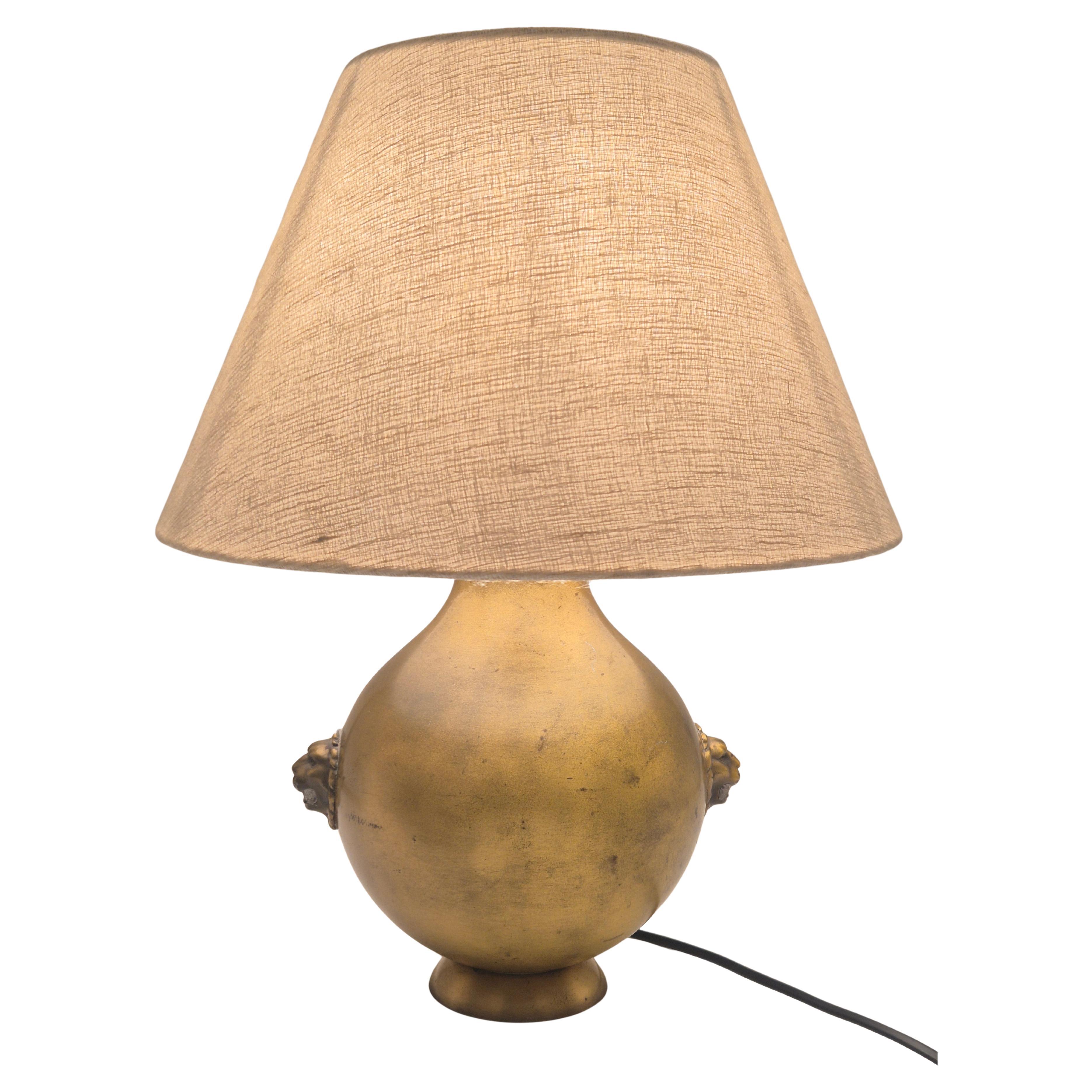 Table lamp in brass with decor of lion, Swedish Grace 1920/30s