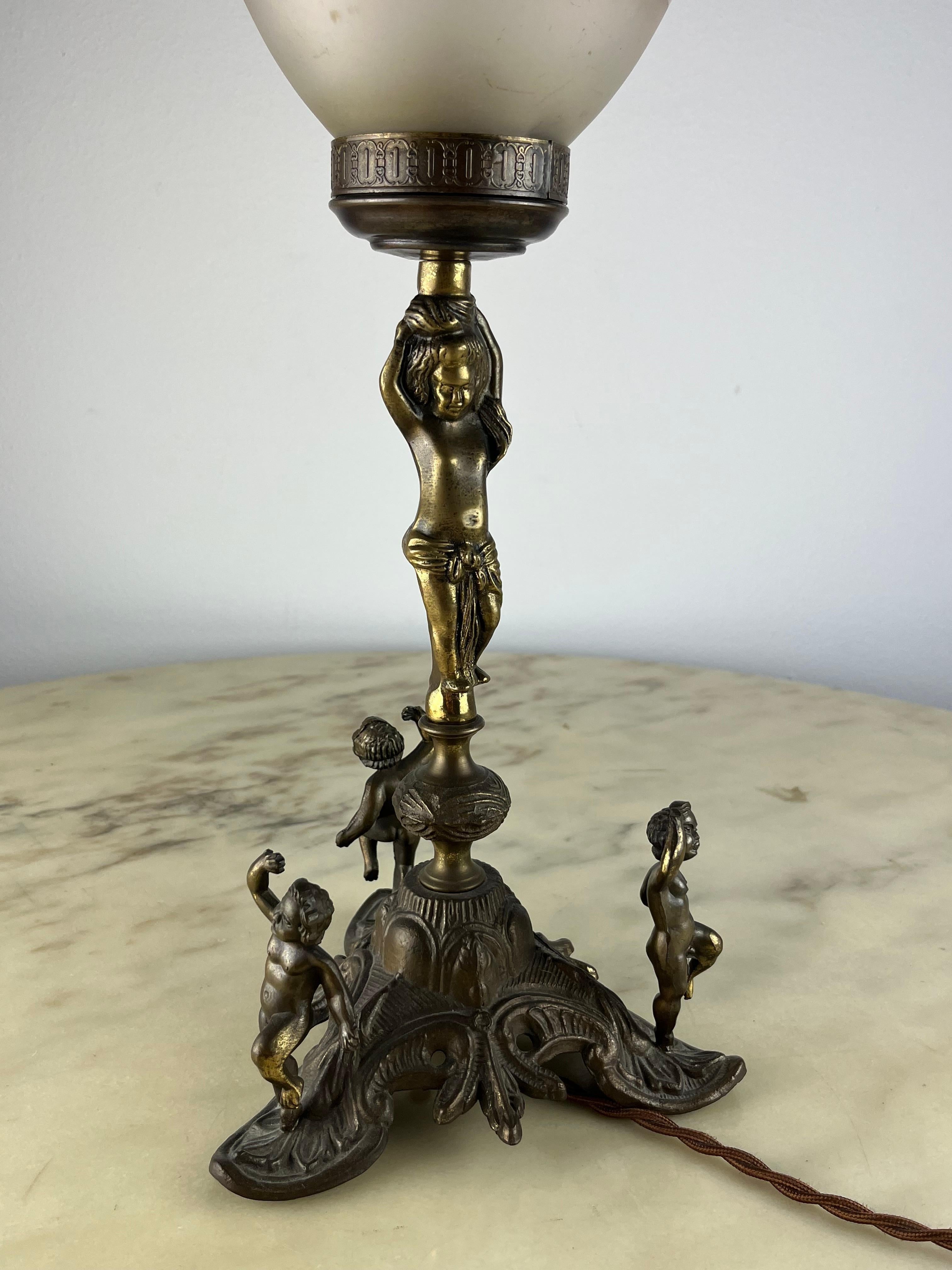 Autre Lampe de bureau en bronze et cristal, Italie, années 1960 en vente