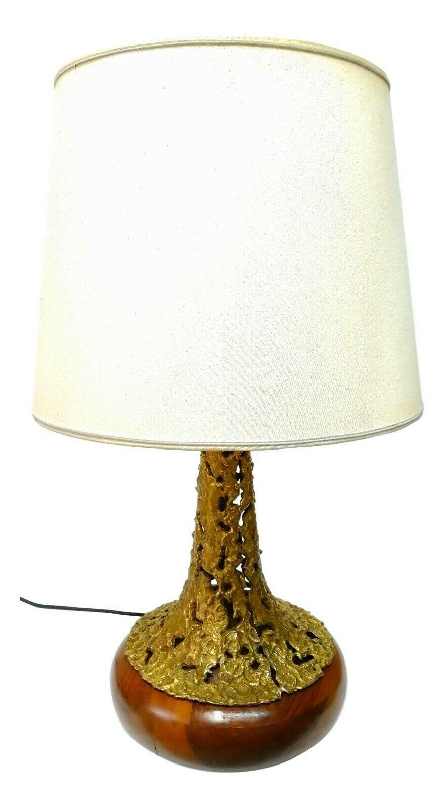 Table Lamp in Bronze and Wood, Design Angelo Brotto for Esperia, 1977 For Sale 6