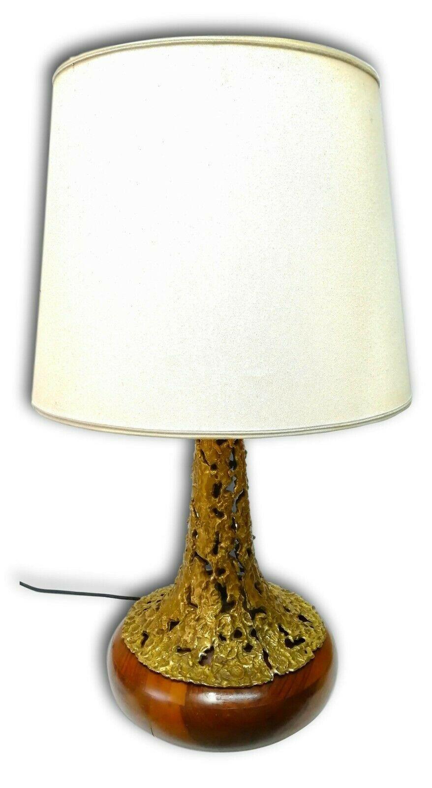 Table Lamp in Bronze and Wood, Design Angelo Brotto for Esperia, 1977 For Sale 3