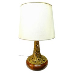 Vintage Table Lamp in Bronze and Wood, Design Angelo Brotto for Esperia, 1977