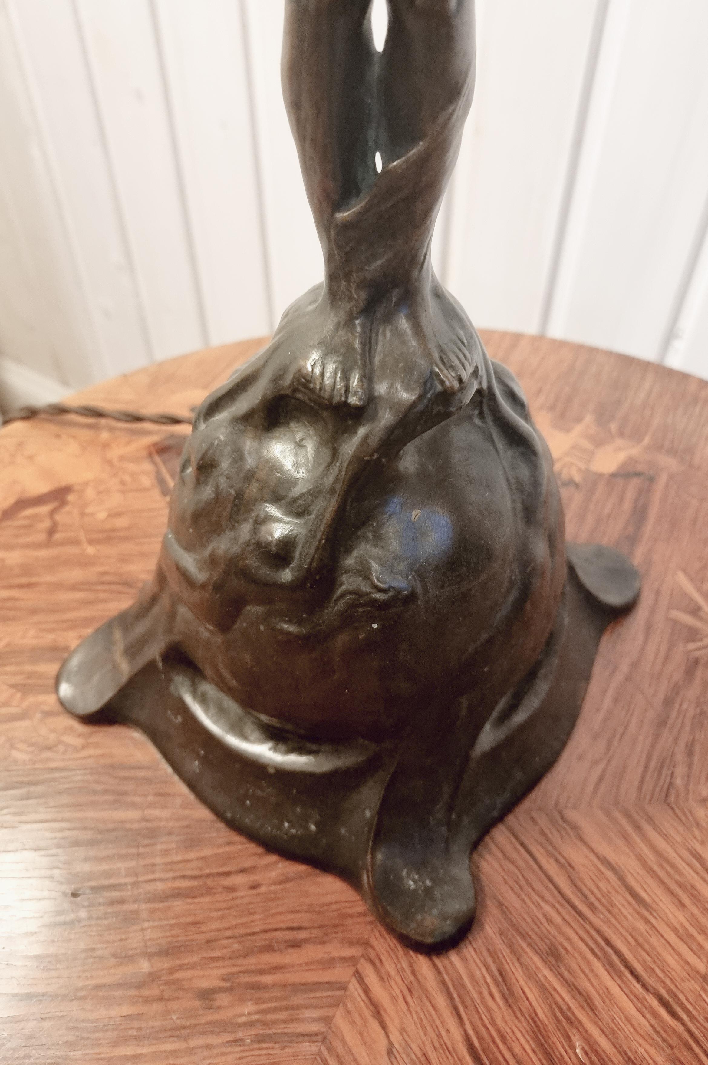 Lámpara de sobremesa de bronce, Gerda Sprinchorn para Herman Bergman Estocolmo, Art Nouveau en venta 5