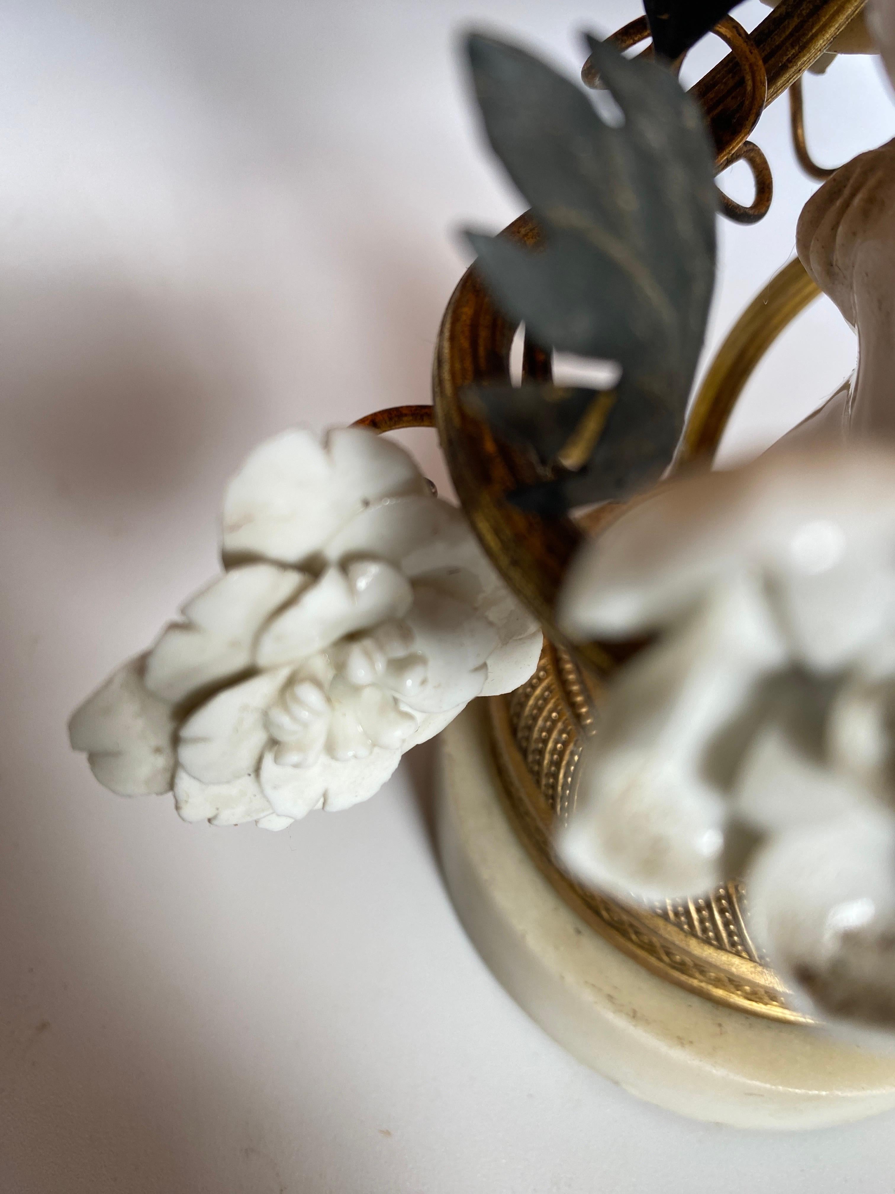 Lampada da tavolo in ceramica e ottone, colore bianco e oro, Francia, XIX secolo in vendita 2