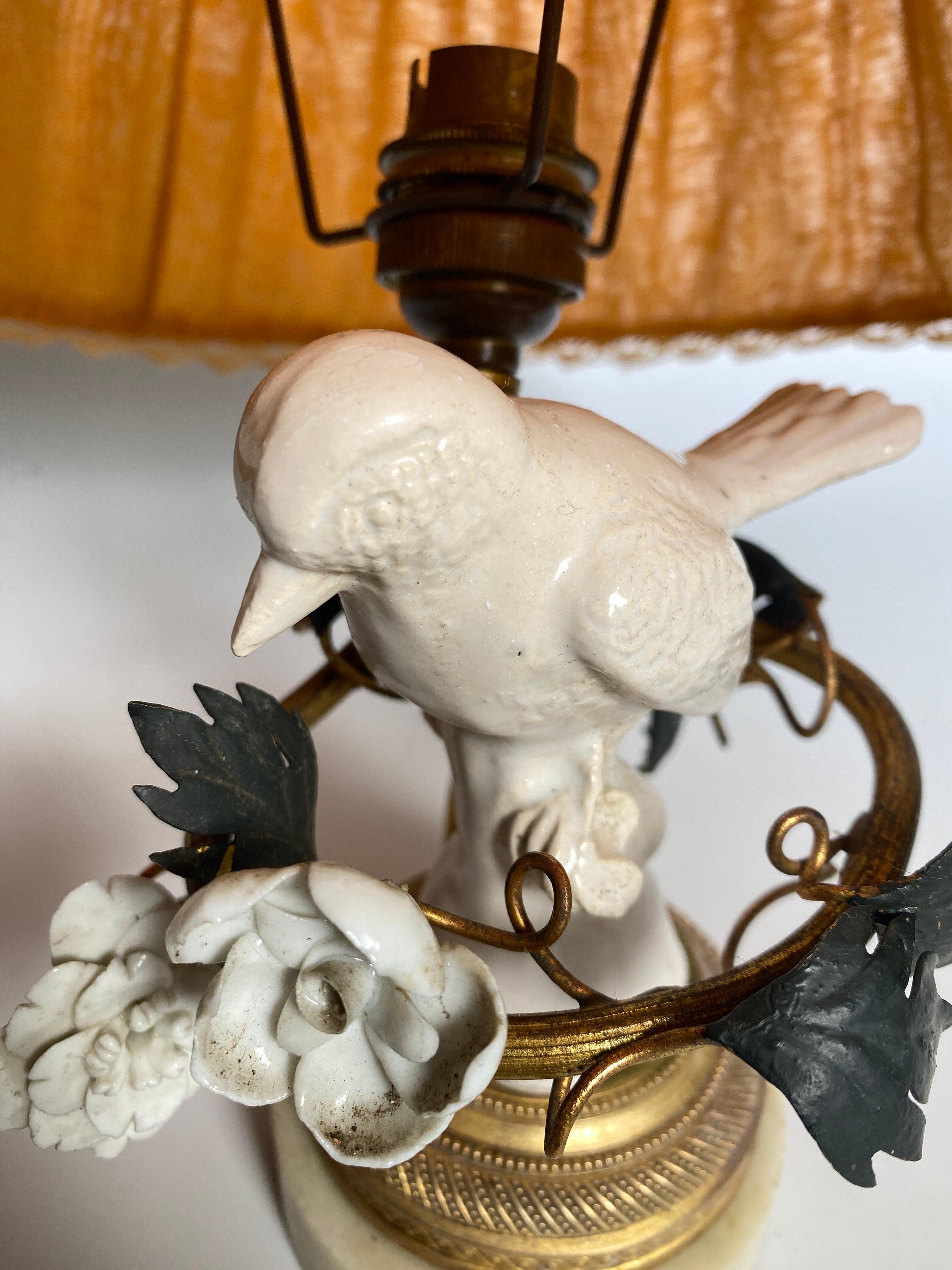 Table Lamp in Ceramic and Brass, White and Gold Color, France 19th Century For Sale 4