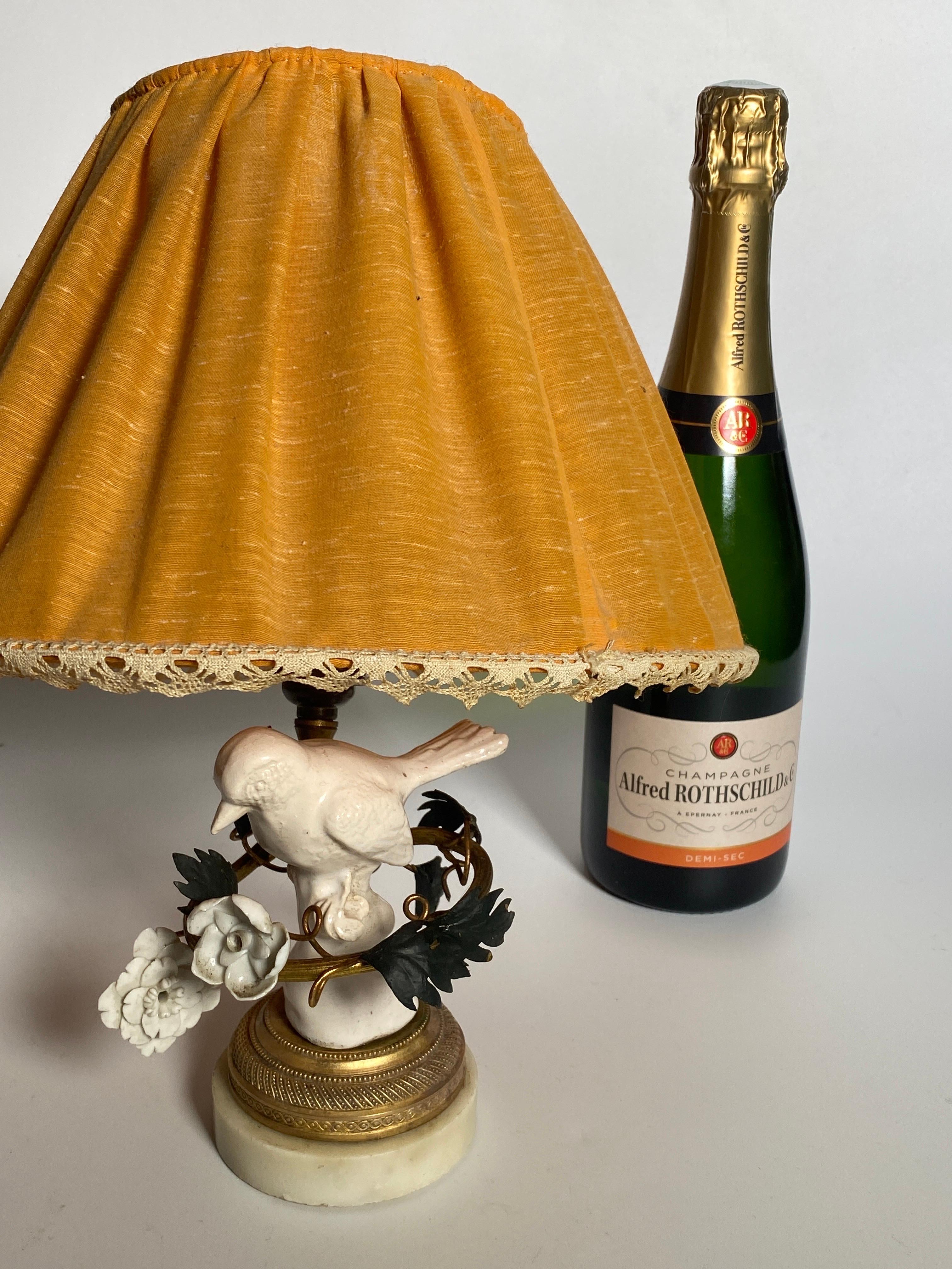 Table Lamp in Ceramic and Brass, White and Gold Color, France 19th Century For Sale 5