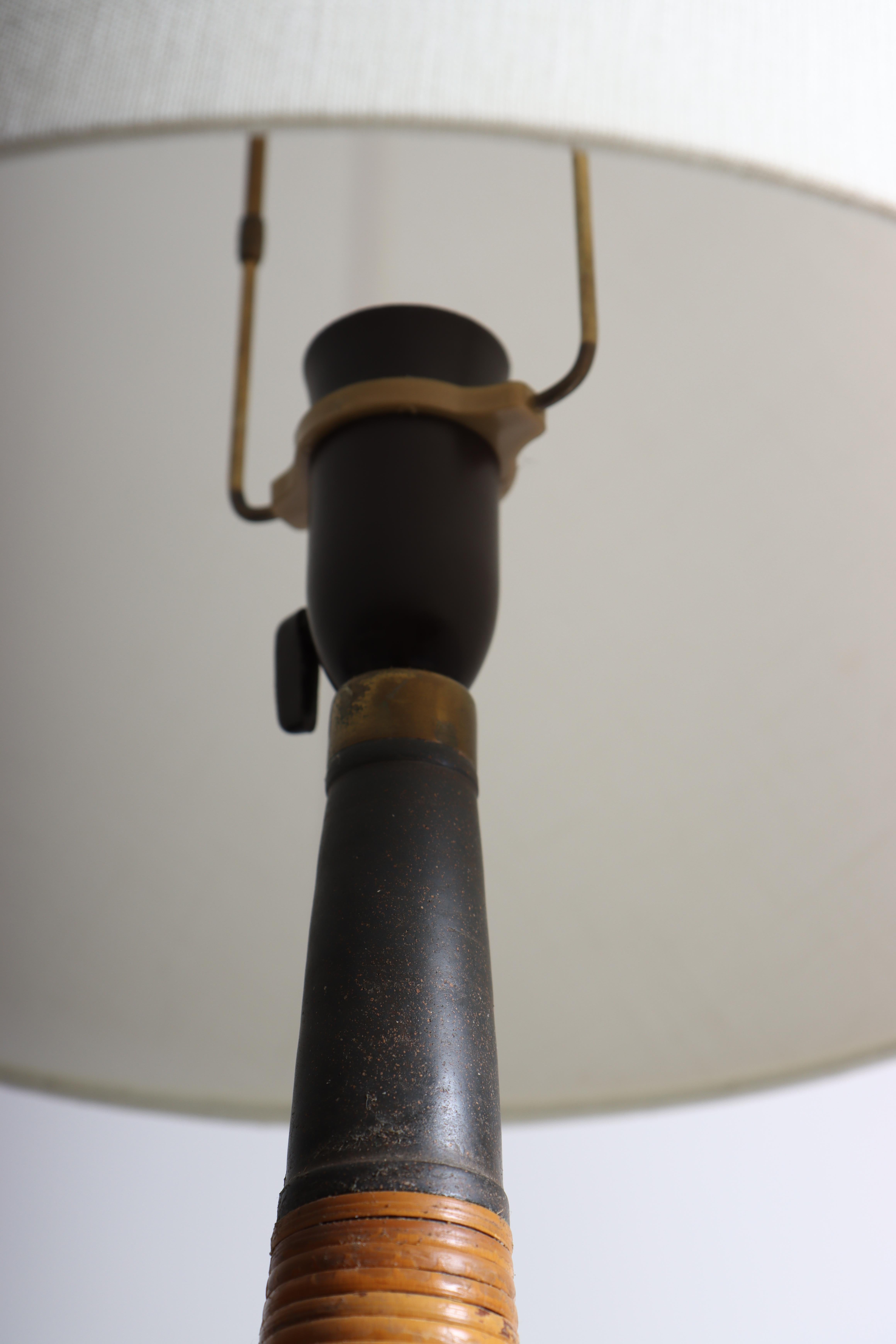 Lampe de table en céramique et canne par Kähler Bon état - En vente à Lejre, DK