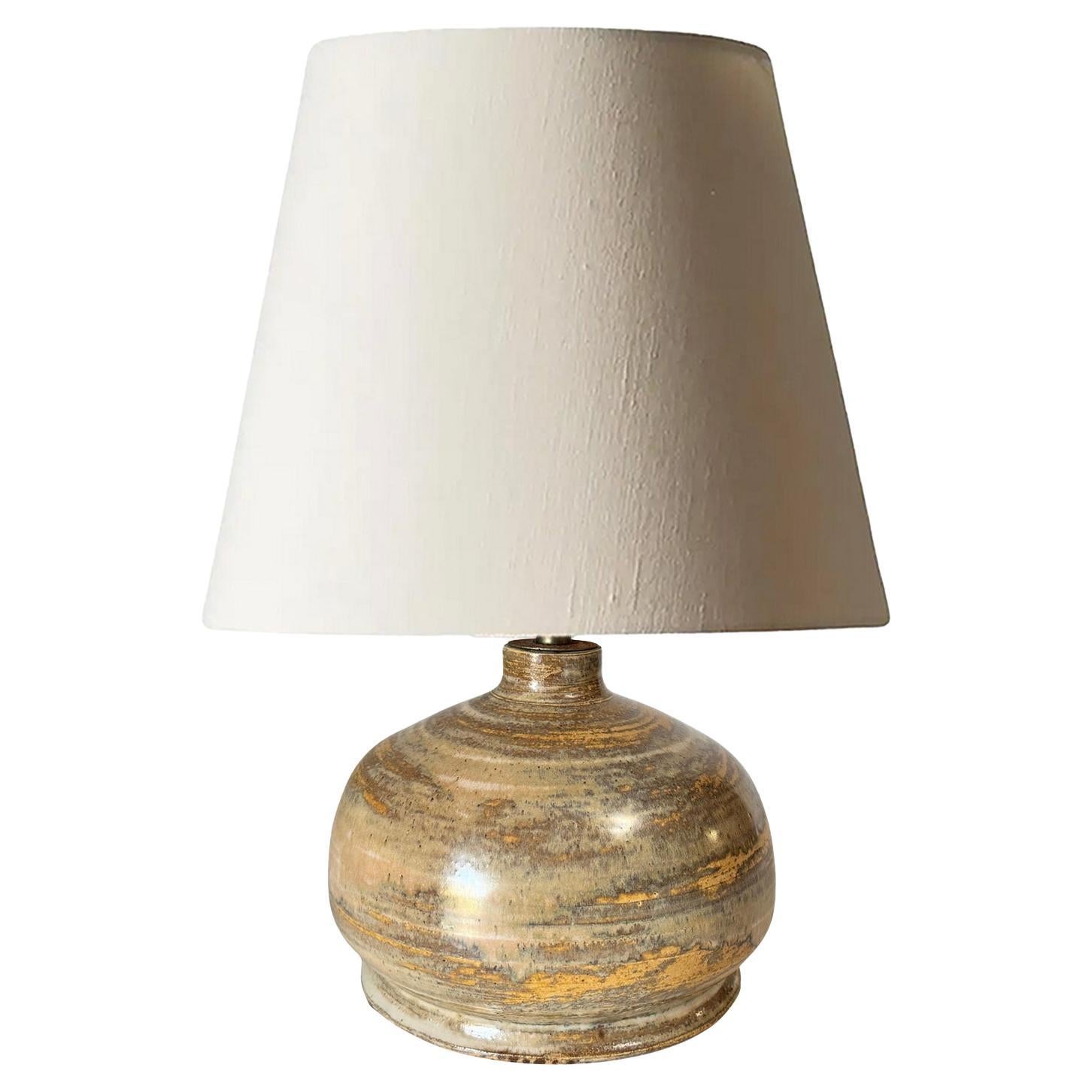 Lampe de table en céramique couleur marron France 1960