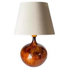 Lampe de table en céramique couleur Brown France 1970 Signée 